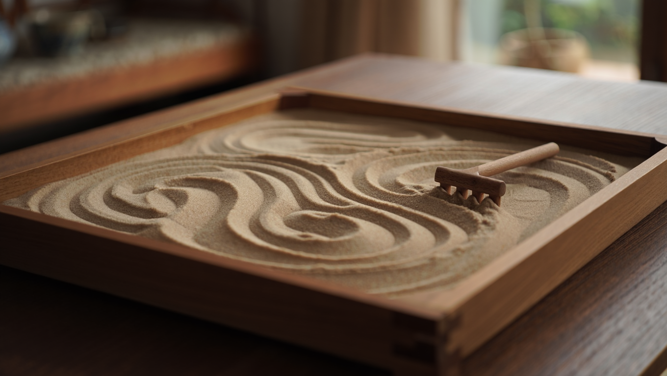 감정을 모래 패턴으로 그려내는 장면